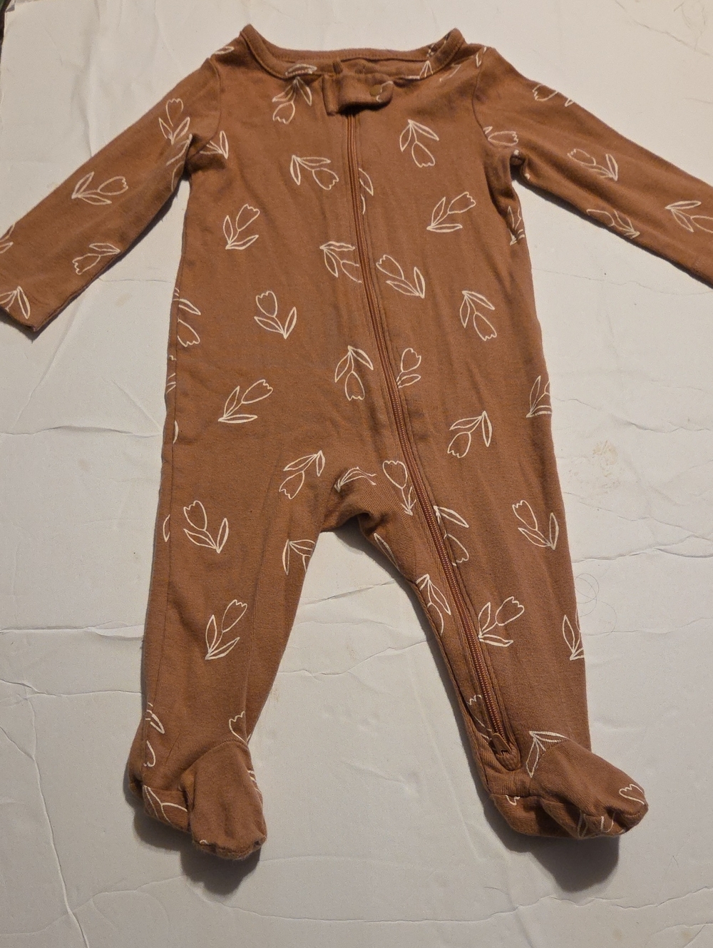 Carter's Brown Footed Floral-Print Baby One-Piece